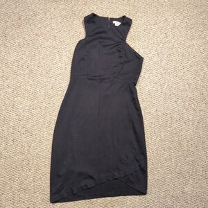 Helmut Lang Dress Womens 2 Black Asymmetrical Bodycon Cocktail Mini